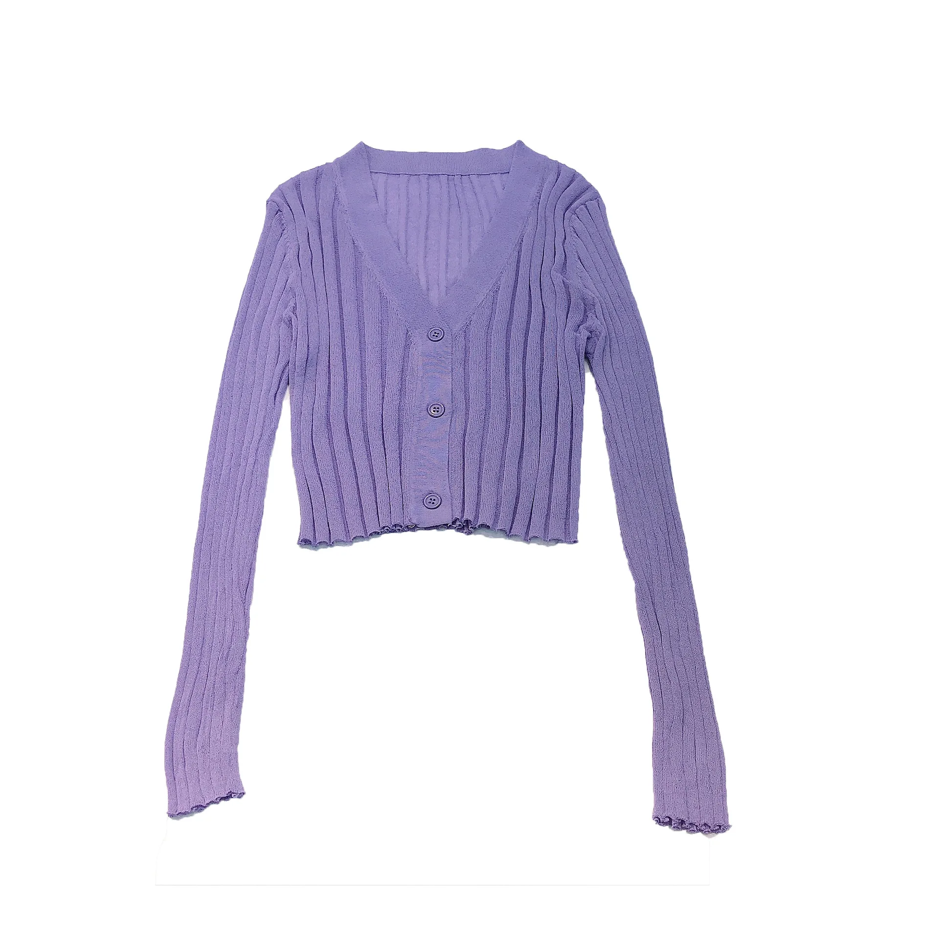 

Summer V-neck Long-sleeved Thin Knit Sweater Sunscreen Air Conditioning Cardigan Blouse Jacket Women
