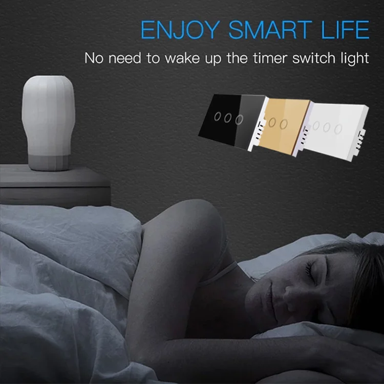 Tuya App 3/4Gang OEM WiFi Led Light Switch Smart Home Wall Panel Touch Switch Home Hotel 3 way Led Dimmer Light Wall Switch