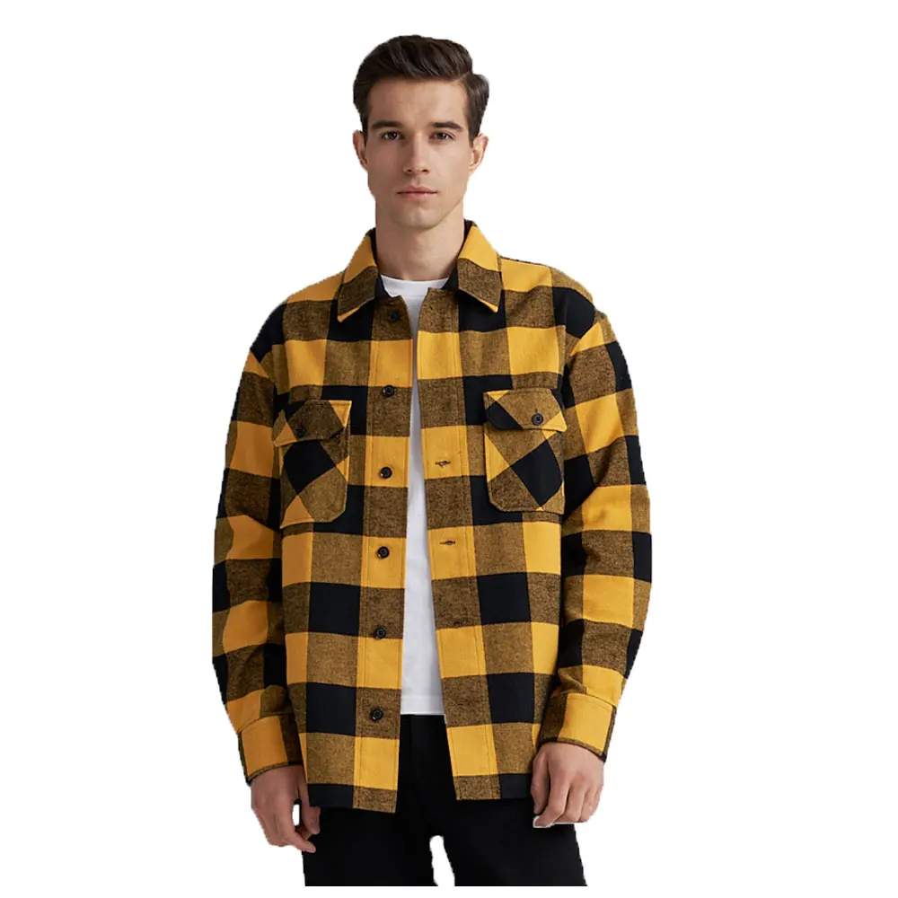 

2021 new arrival Whole sale 100% Cotton Long Sleeve Plus Plaid Dress Shirt for Men