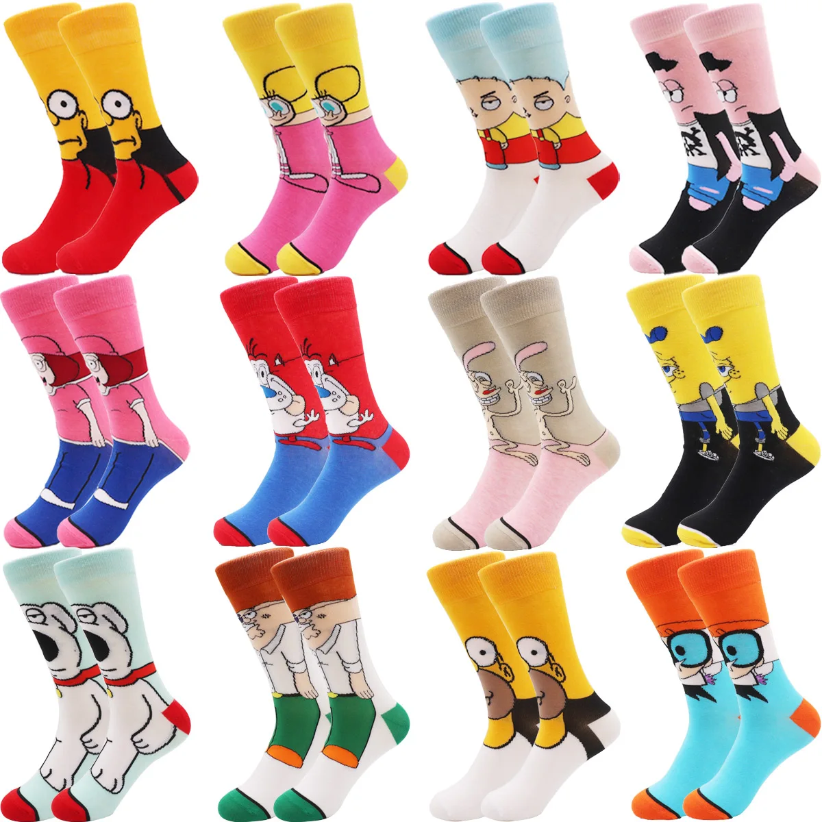

2021 Amazon Hot Sale Cotton Adults Comics Cartoon Cute Sponge Bob Tube Funny Men Socks Women