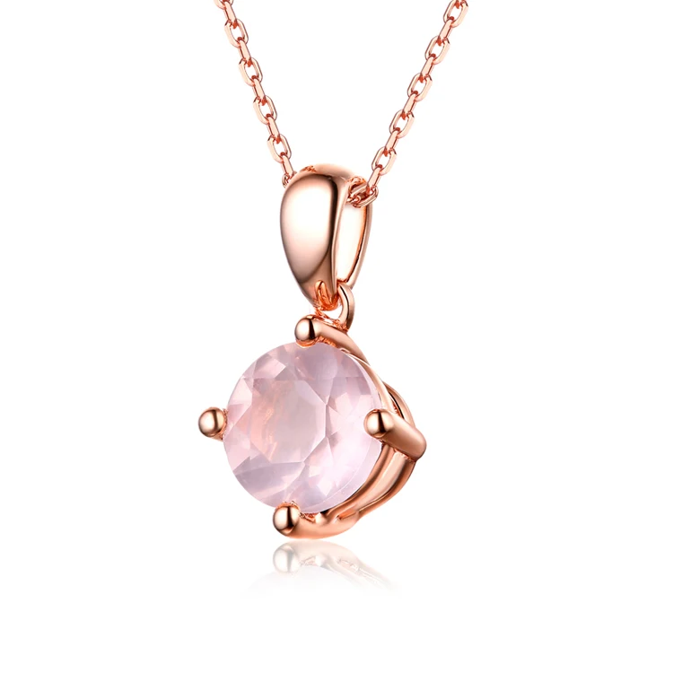 

Hot Sale Natural Pink Amethyst 925 Sterling Silver Rose Gold Jewelry Women