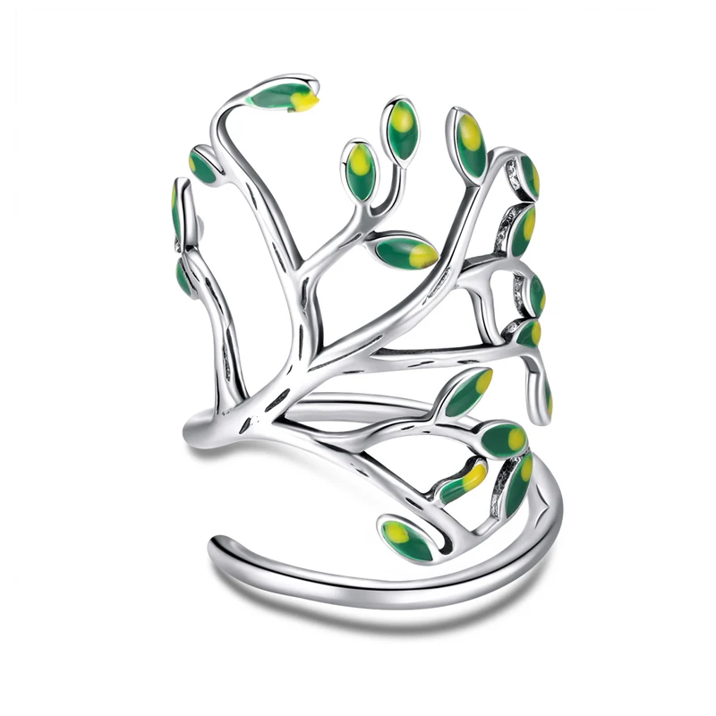 

Women silver jewelry personality tree of life sterling silver ring enamel ring for girls