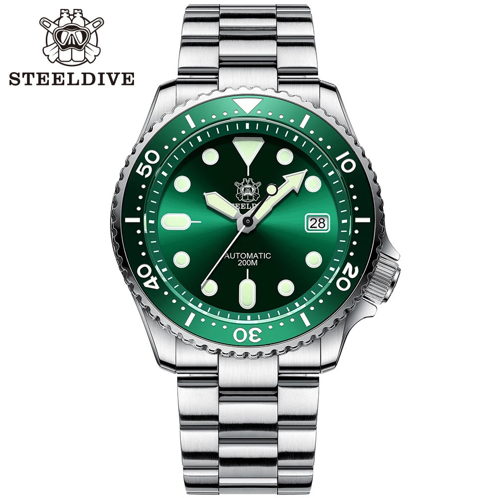 

SD1996 STEELDIVE Brand Stainless Steel Diver mens watches custom logo 20ATM NH35 Automatic Diver Watch