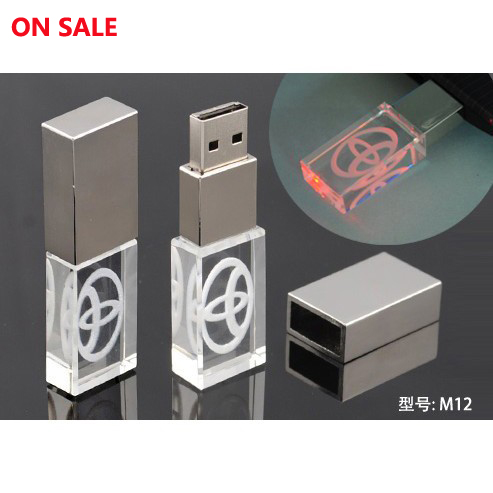 

Luxury gifts customized laser logo LED light crystal USB 3.0 flash drive