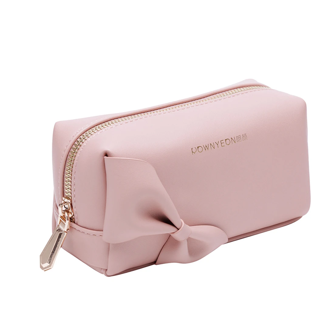 

Rownyeon 2021 luxury travle stocked customised womens cosmetic make up accessories bag for makeup product, Pink