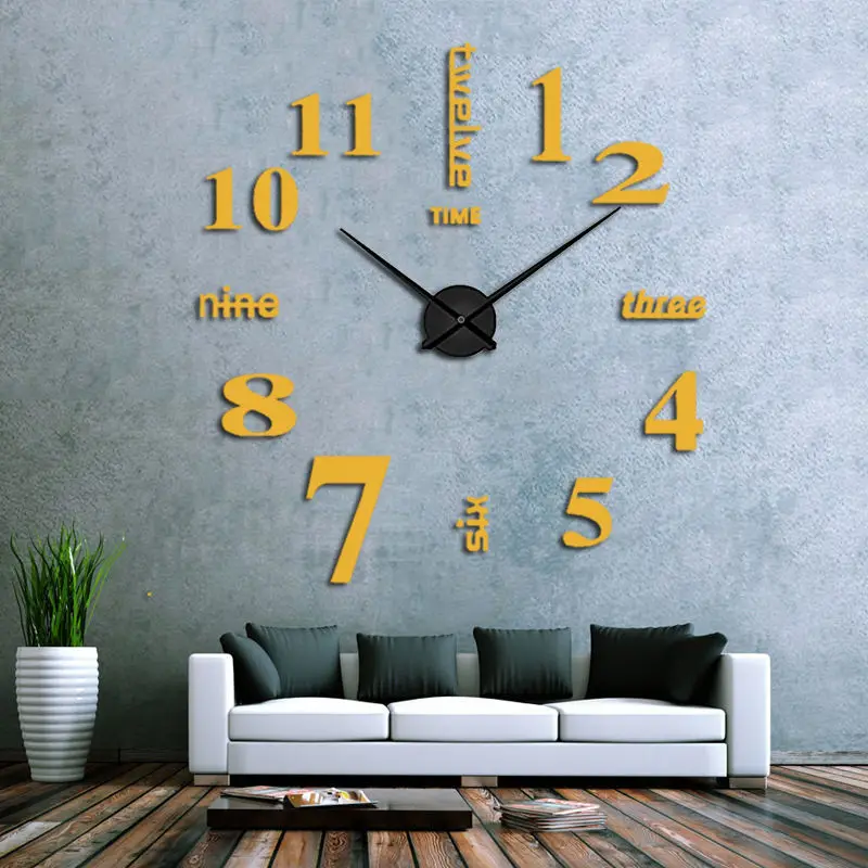 

Novelty Modern Design Home Decorative Wall Sticker Clock 3D Frameless Large Diy Wall Clock, Customized color