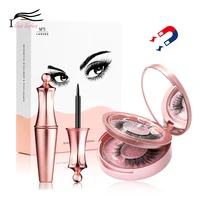 

2019 NEW 2 Pairs Mink Private Label Magnetic Eyelashes and Eyeliner With Tweezers