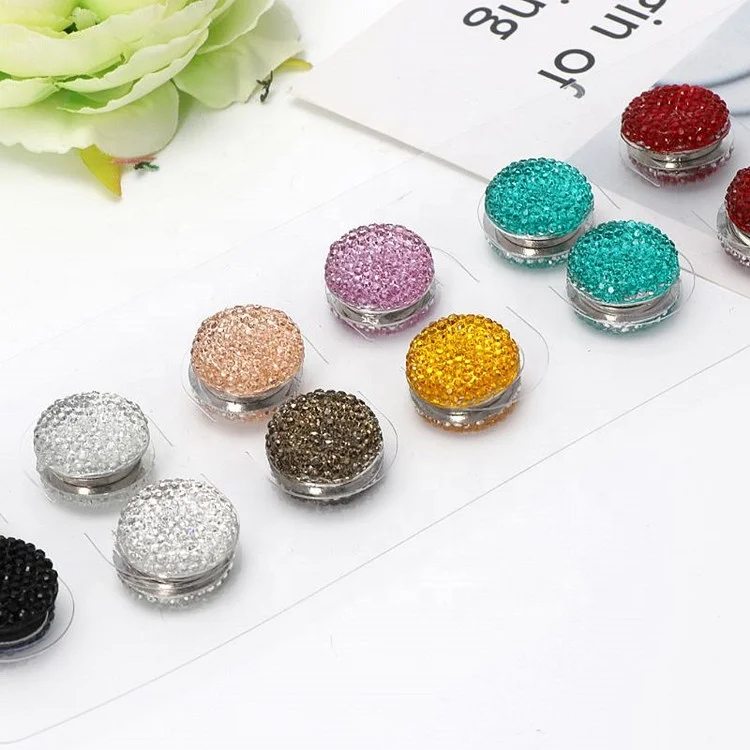 

Factory Direct Muslim Multi-Use Rhinestone Magnetic Scarf Brooches Round Hijab Pins Magnetic Pin For Muslim Hijab, As pics show