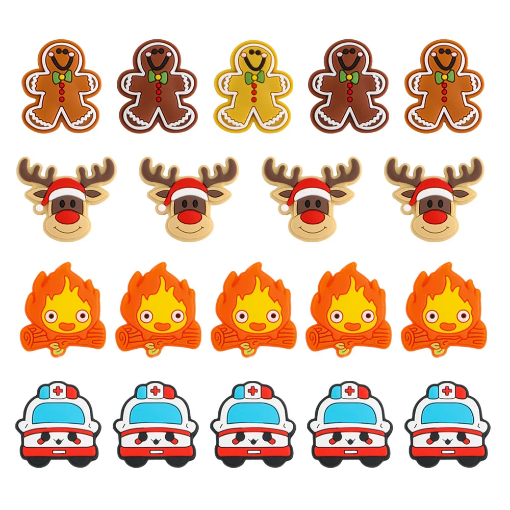 

Kovict baby silicone gingerbread reindeer custom cartoon focul Silicone loose beads for pacifier chain pen accessories