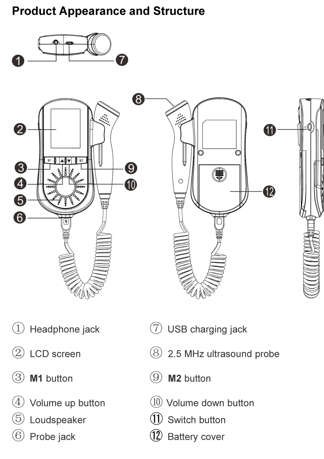 Portable Baby Heart Monitor Doppler Fetal bluetooth Fetal Doppler for sale MSLJB01