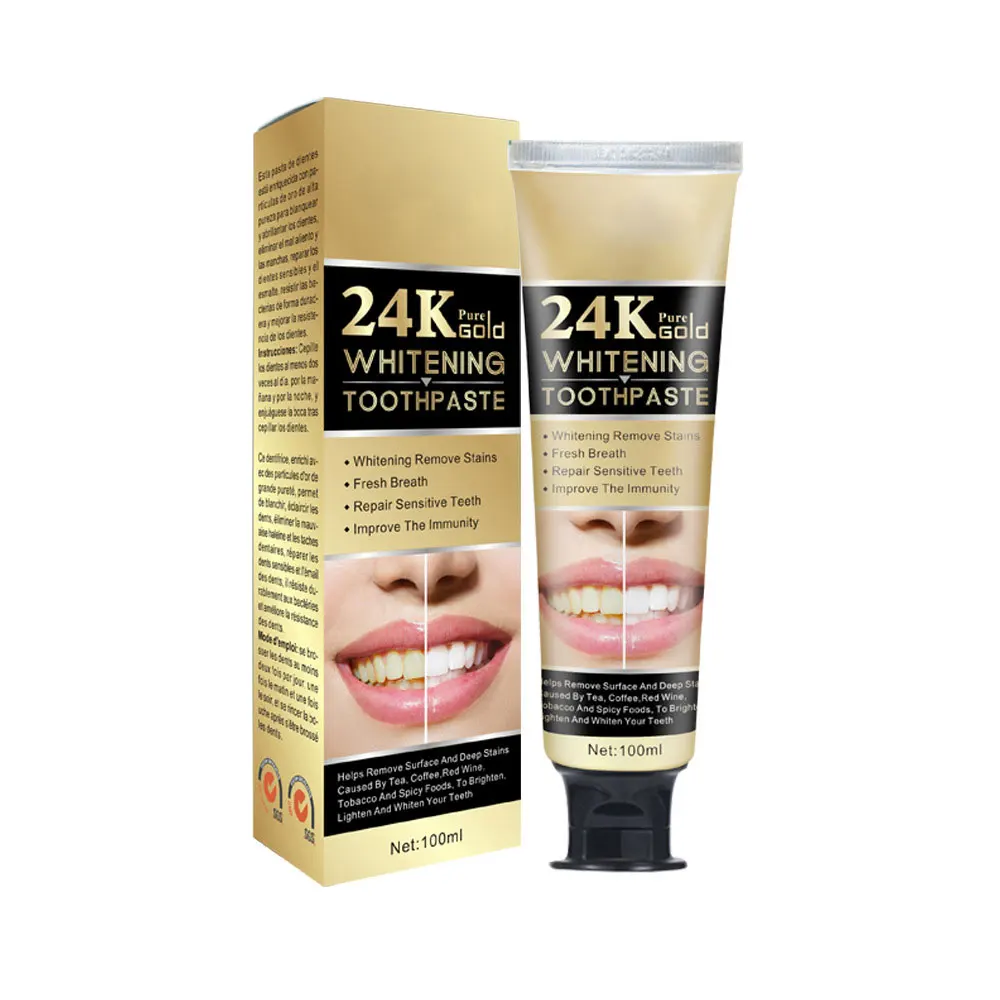 

OEM 24K Gold Bright White Toothpaste Wholesale private label toothpaste Dental Cleaning Care