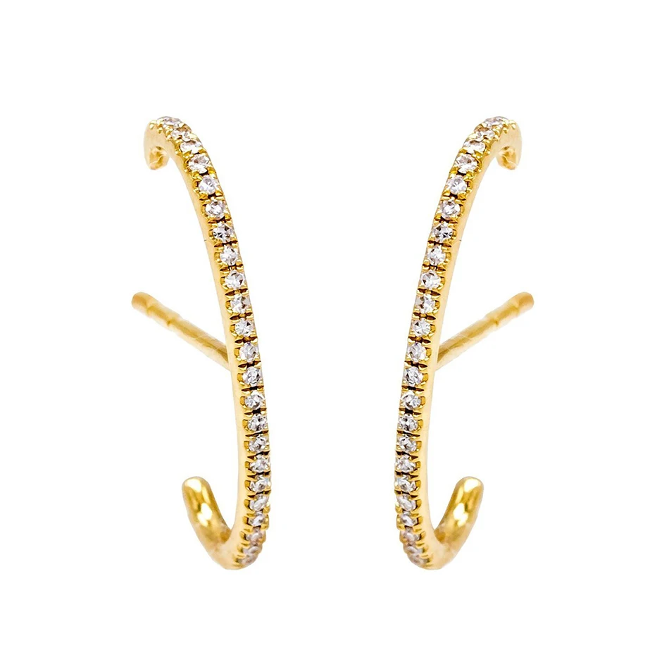 

women high polish 18k gold plated luxury jewelry trendy 925 sterling silver Arced charming earrings with cubic zircon