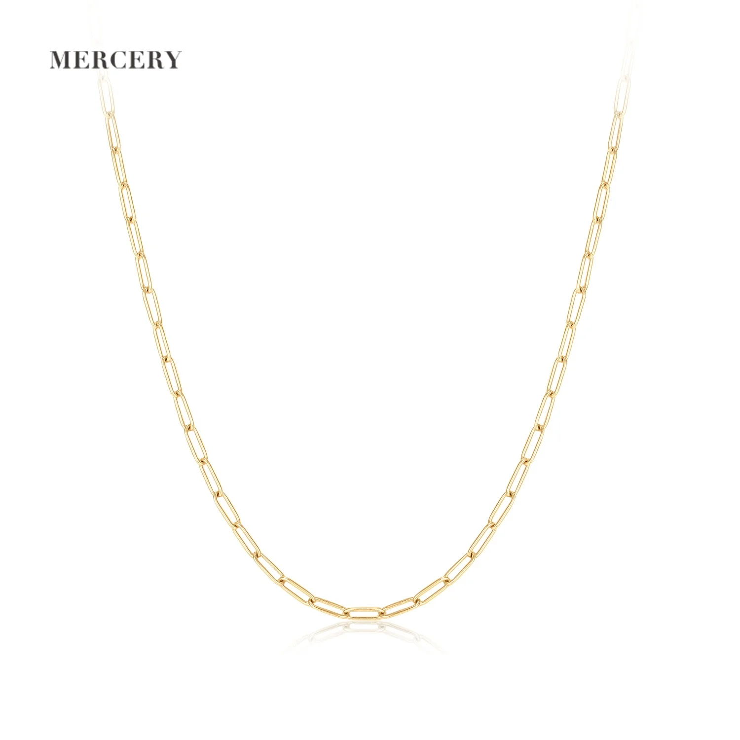

Mercery Custom Waterproof Fine Jewelry Necklaces Solid Gold 14k Paperclip Link Chain Necklace Simple Unisex Necklace Jewelry