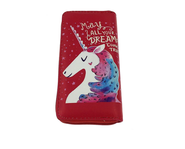 

FAST SELLING UNICORN PU purse lady student Long Zipper Bag