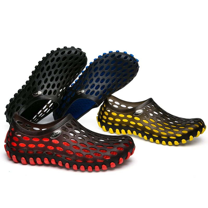 

Custom Hot Sale Cheap Indoor Outdoor Fashion Men Casual Sandal Slippers Couple Jelly Non-Slip Hole Shoes, Customized color