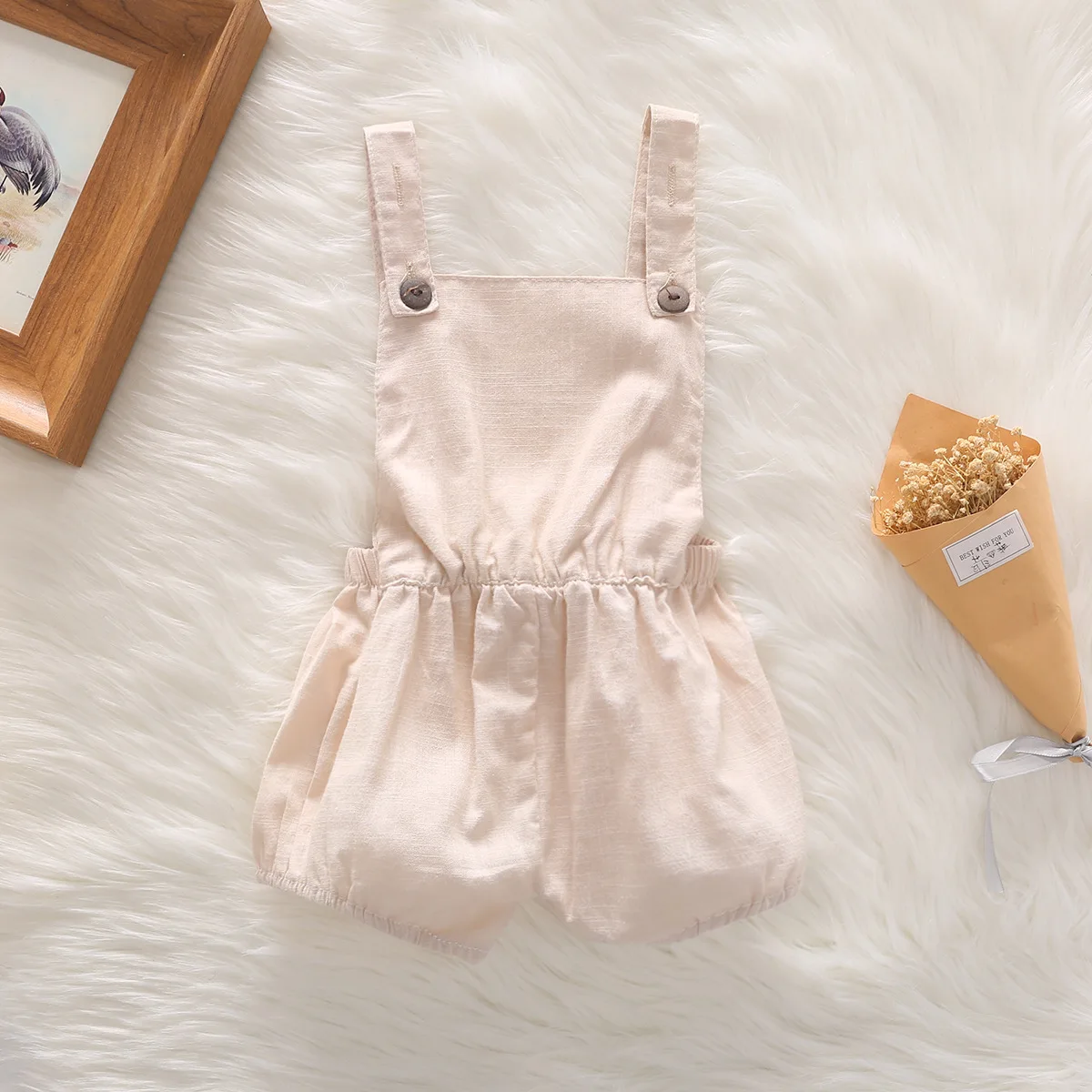 

Cute Children Cotton Pure Color Baby Romper Suspender Jumpsuit