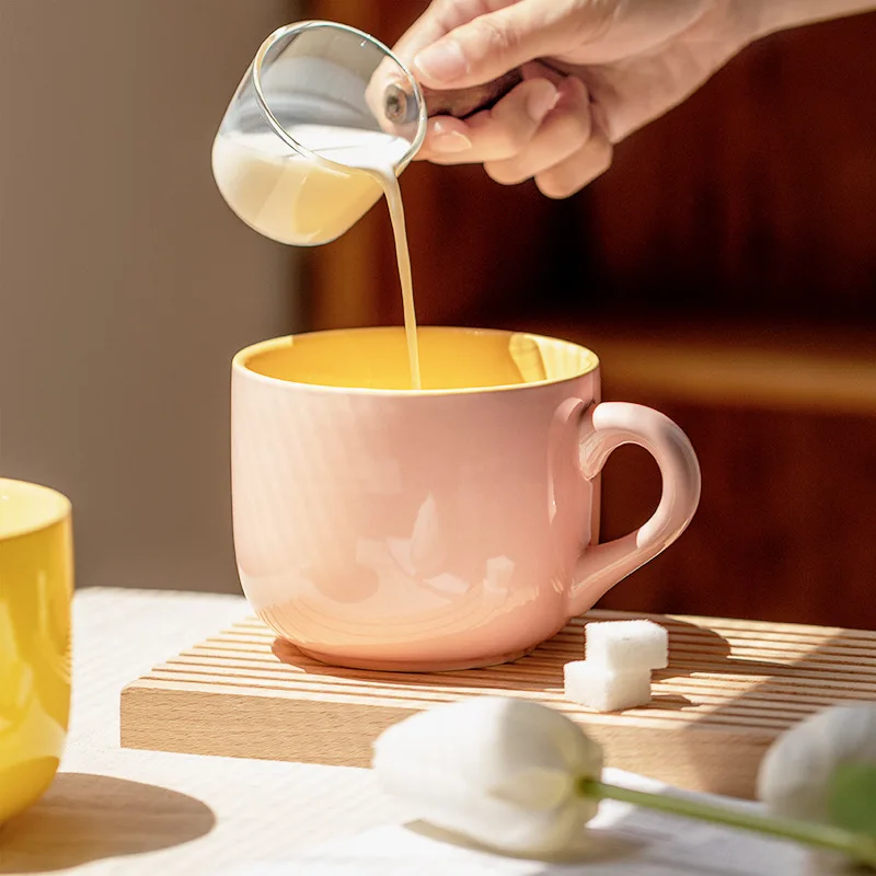 

Large capacity Thickened heat-resistant ceramic breakfast cup oatmeal mug juice cow yogurt tea cup Household ceramic mug
