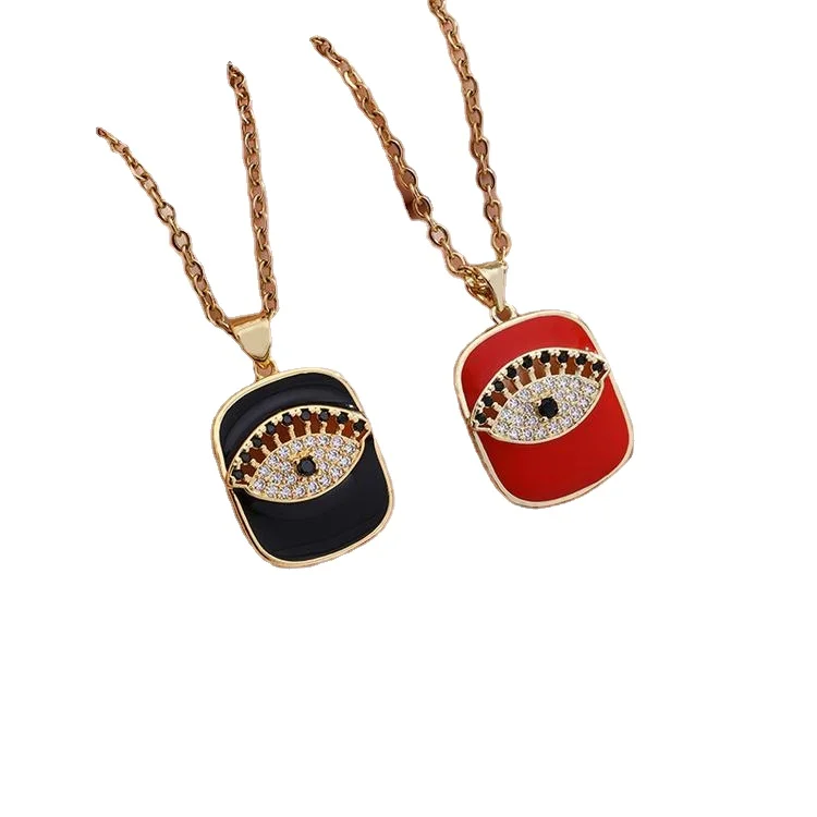 

New European And American Hot-Selling Oil Drop Eye Necklace Men And Women Temperament Net Red Girlfriends Couple Copper Drop Oil