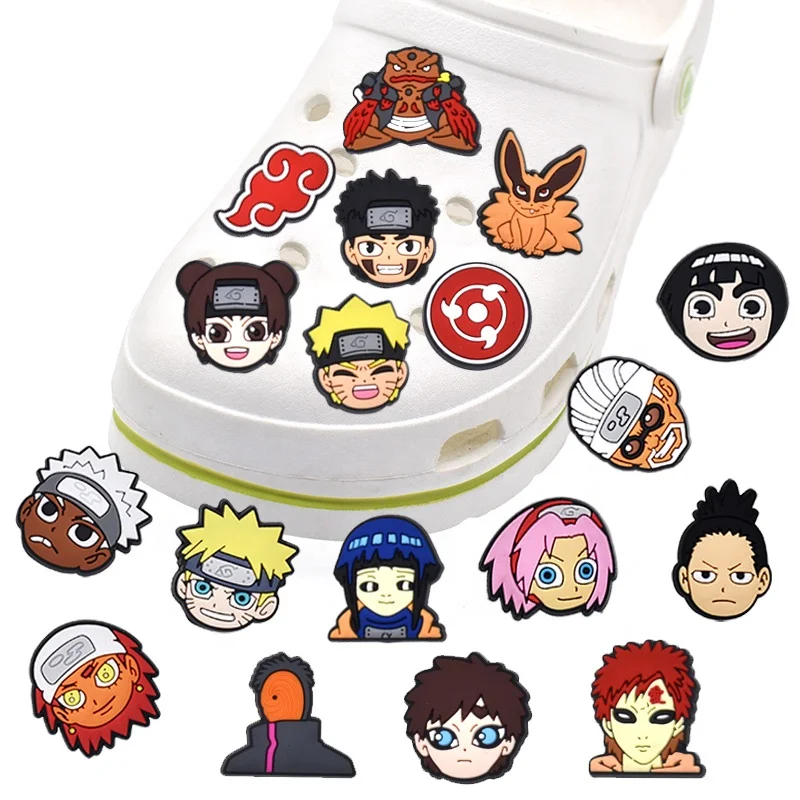 

new anime Naruto croc charms shoes decoration sandals clog shoes charms, As pics