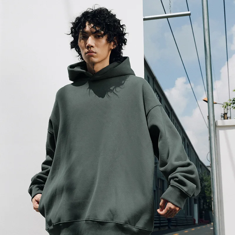 

Heavy winter drop shoulder fleece oversized comfortable cotton hoodie