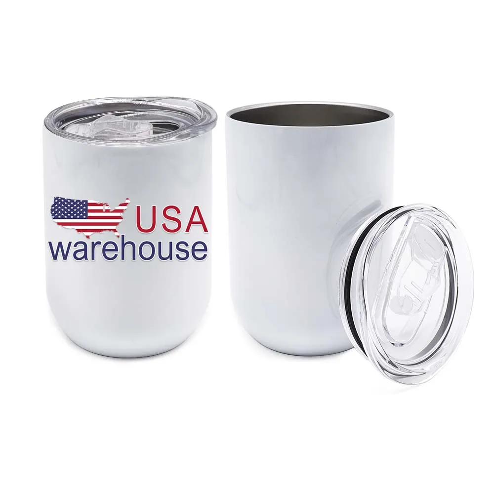 

us warehouse white egg shape Coffee Cups 12 oz Straight Sublimation Blanks Gradient Wine Tumbler