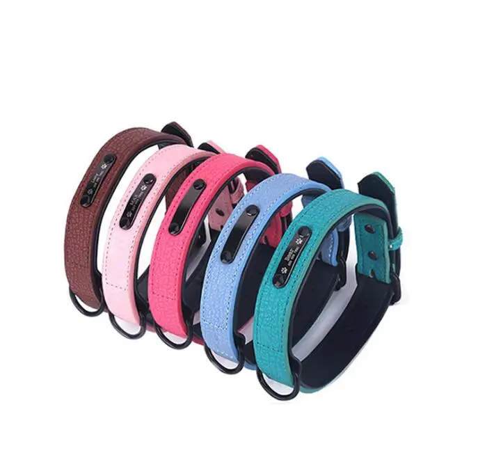 

New pet collar microfiber leather engraved dog collar name brand collar custom pet supplies
