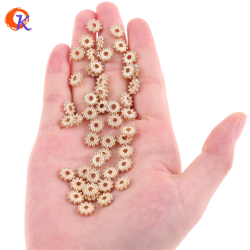 

Loose Beads Cordial Design 8MM 1000Pcs Lot Earring Findings Acrylic Beads Gold UV Plating Wheel Shape Hand Made Beads Jewelry