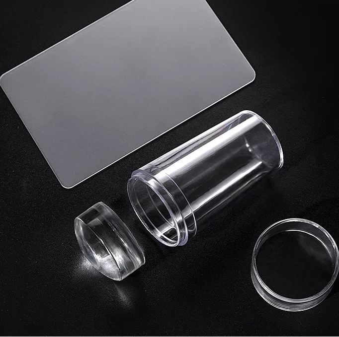 

wholesale Acrylic Plastic Clear Matte Nail Art Stamper Scraper Sets Silicone Jelly 2.8cm Stamper Stamping Plate Tools