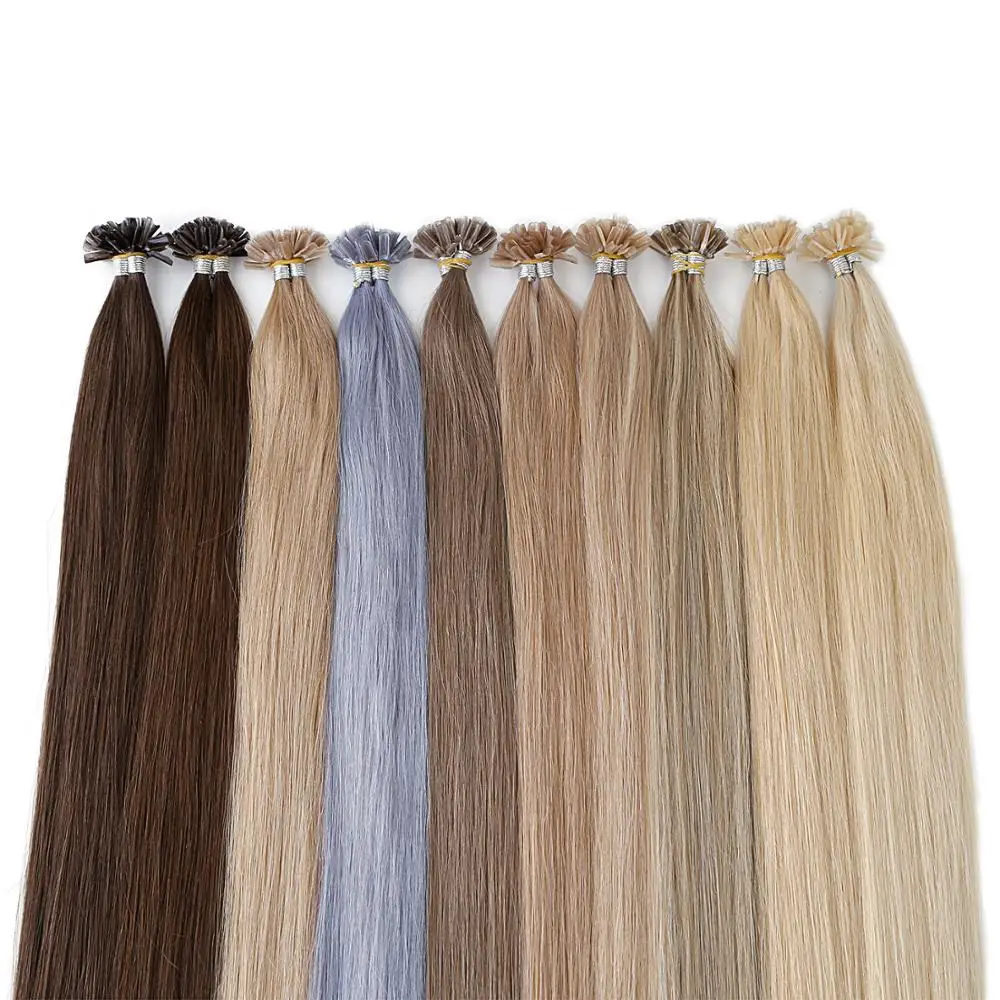 

Neitsi U Nail Tip Hair extension Light Color 100% Russian Hair Wavy Curly Blonde pre bonded Keratin Natural Hair