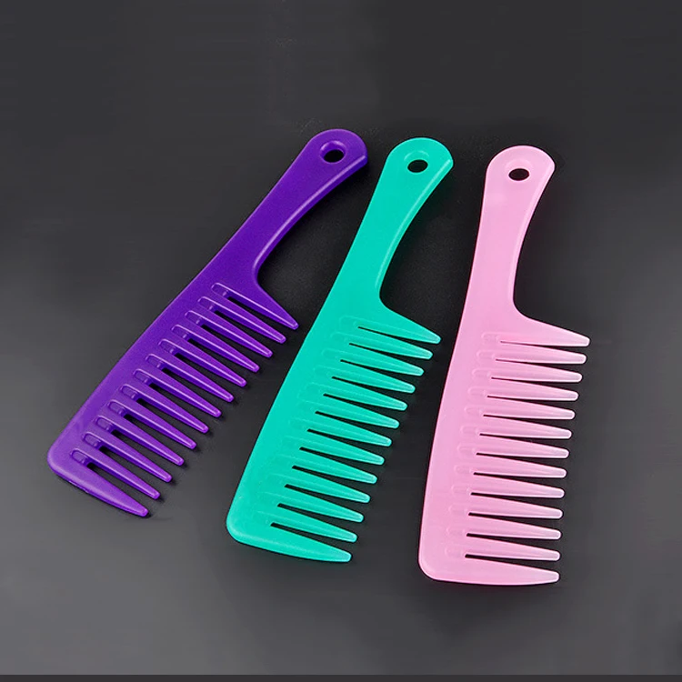 

Custom Logo Fashionable Hairdressing ABS Styling Wide Tooth Detangling Hair Brush Comb, Purple/pink/blue