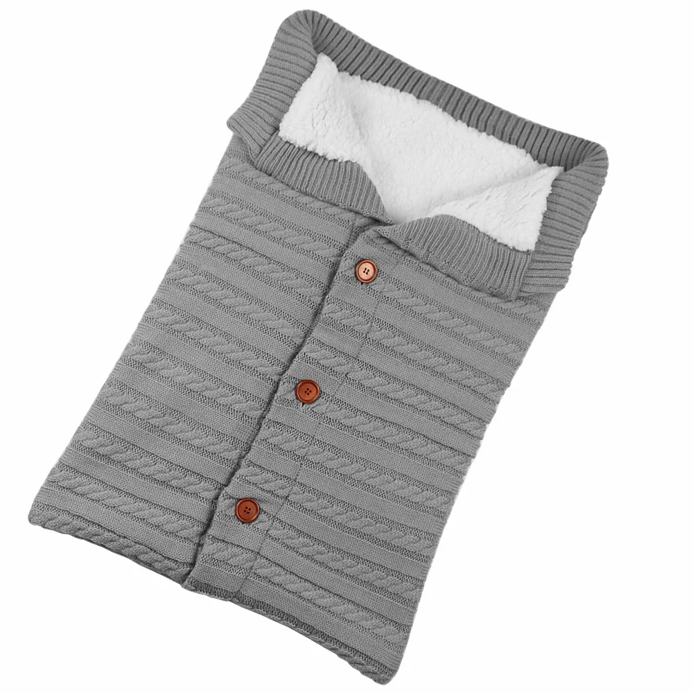 
Baby Sleeping Bag Envelope Winter Kid Sleepsack Footmuff Stroller Knitted Sleep Sack Newborn Swaddle Knit Wool Swaddle Wrap 