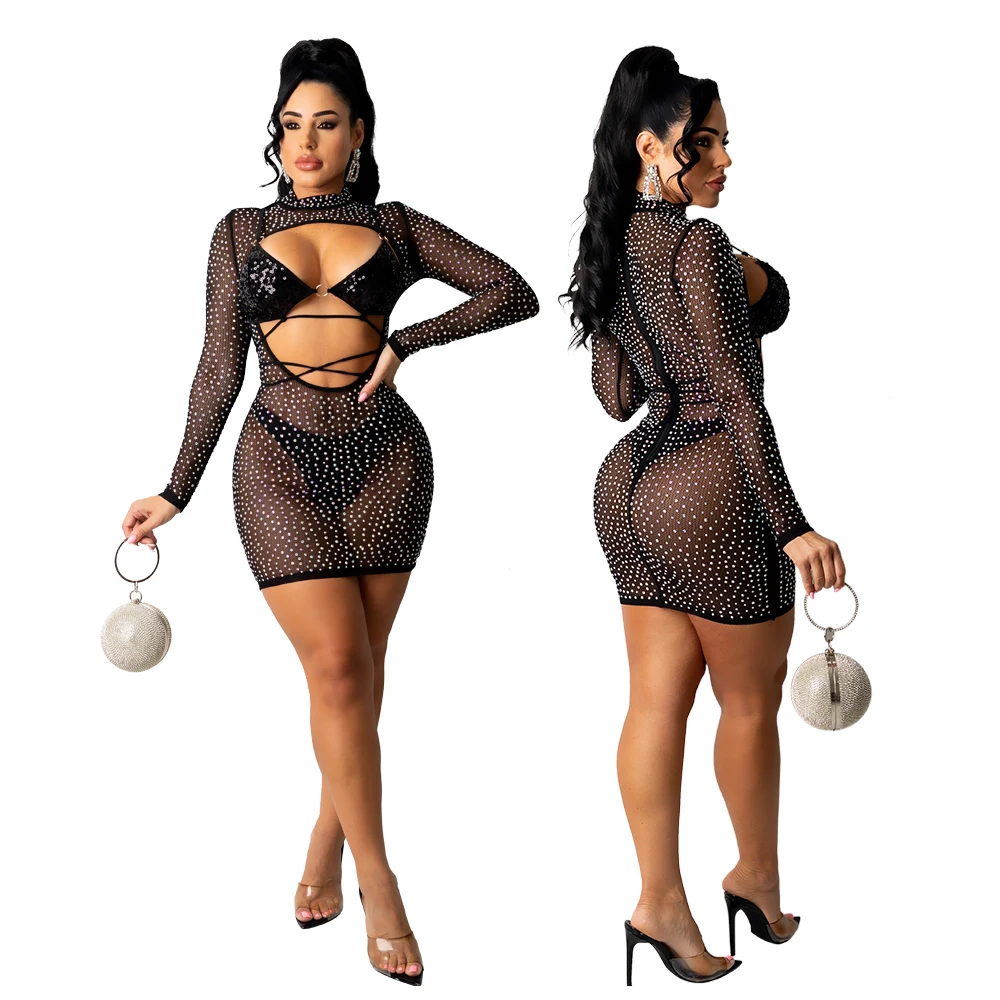 

Drop shipping 2021 OEM Logo Girl Sexy Smooth Dress Lady Clothes Long Sleeve Skirt Autumn New Fashion Club Dresses