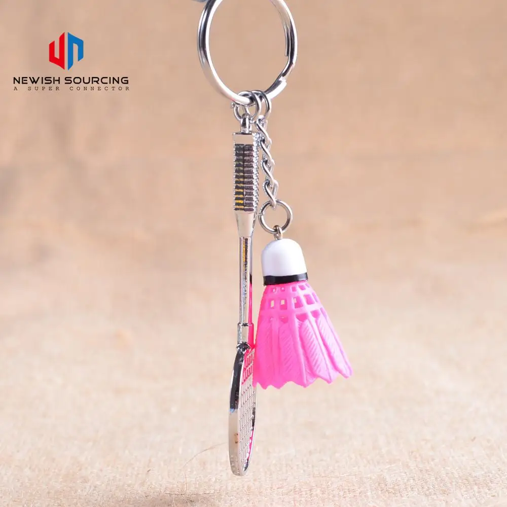 
Creative New Korean Metal Pendant Badminton Key Chain Individually Wrapped Plastic Alloy Key Chain 