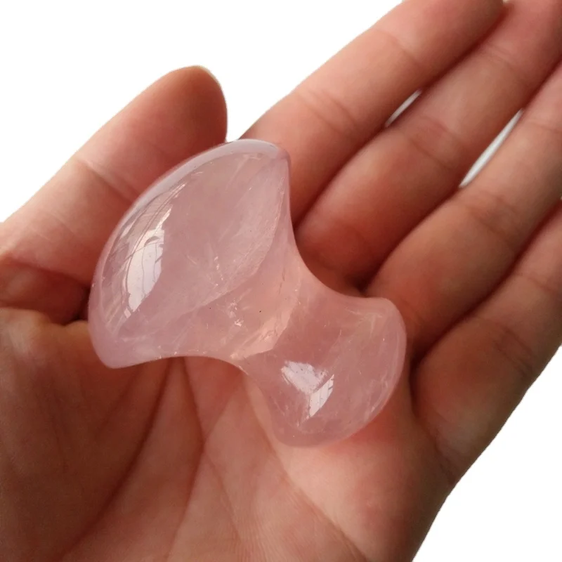 

Wholesale Rose Quartz Pink mushroom gua sha board custom massage tools