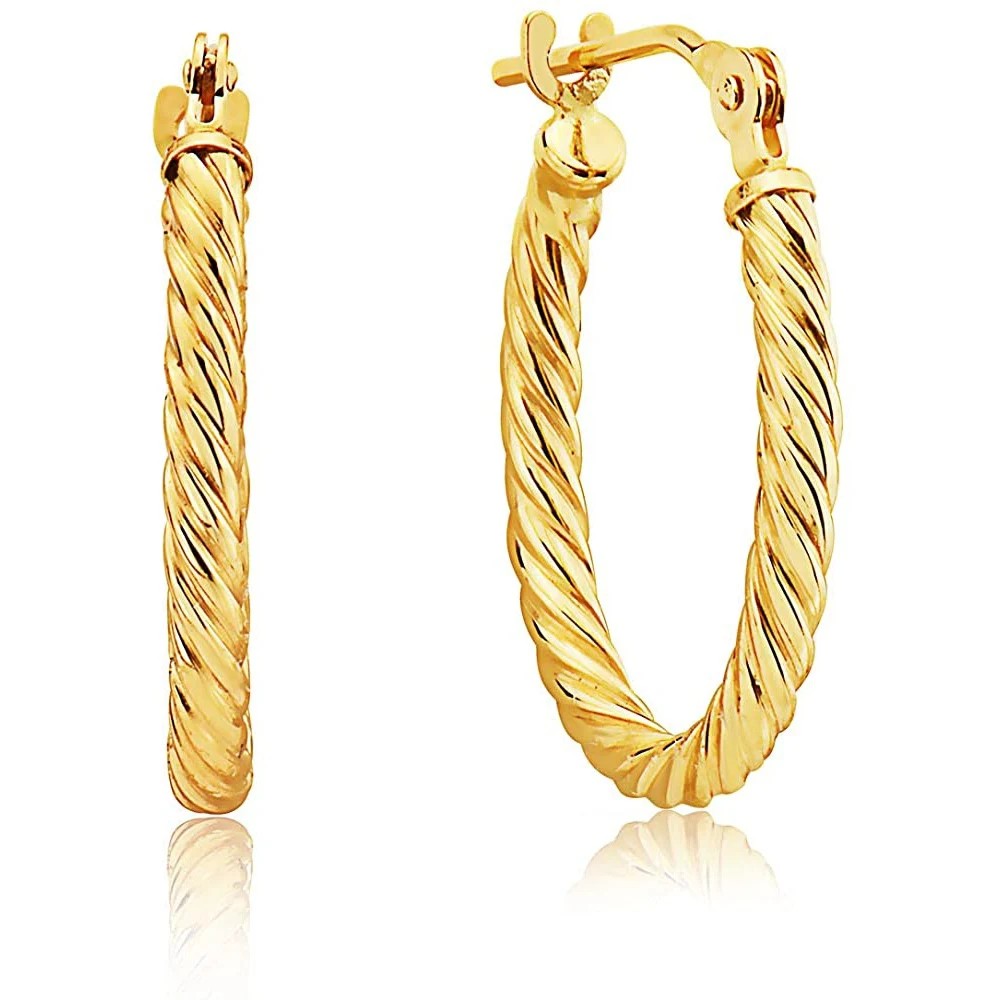 

14K Gold Plated Infinity Alloy Post Hoop Earrings for Women, Gold gold
