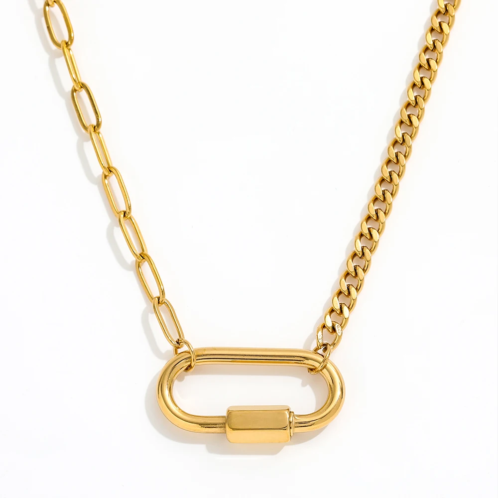 Joolim Jewelry Unisex 18K Gold Plated Climbing Hook  Statement Chunky  Climber  Stainless Steel Necklace Women Jewelry