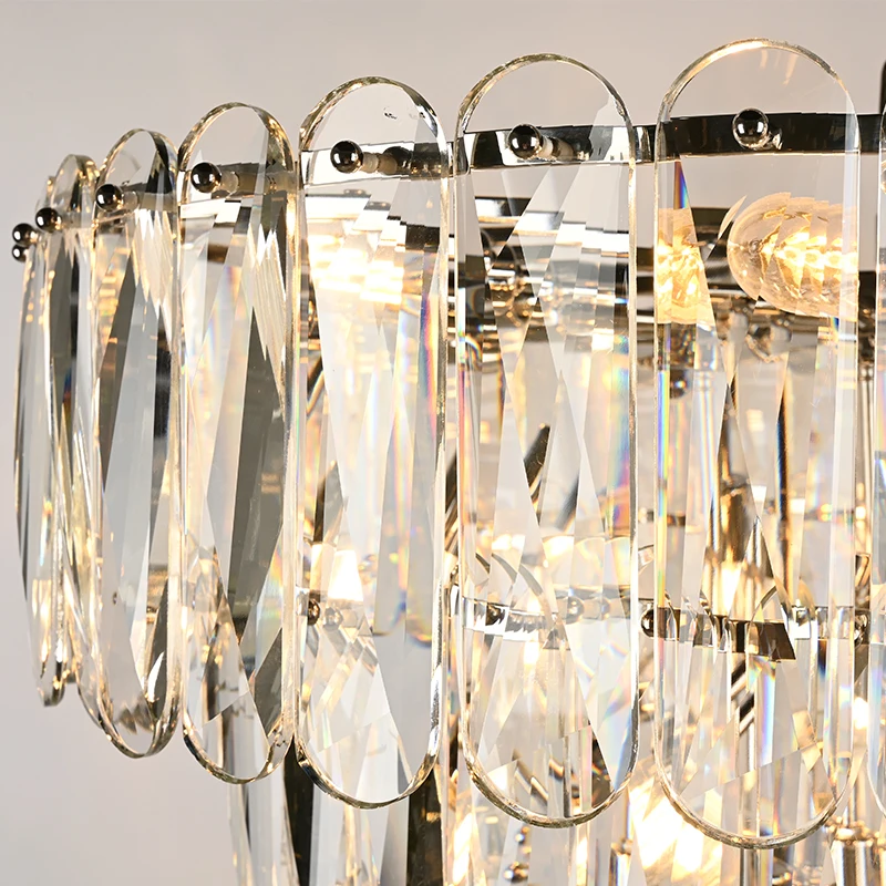 Modern Round Wram Light  Living room Chandelier Luxury Clear Crystal Lamps