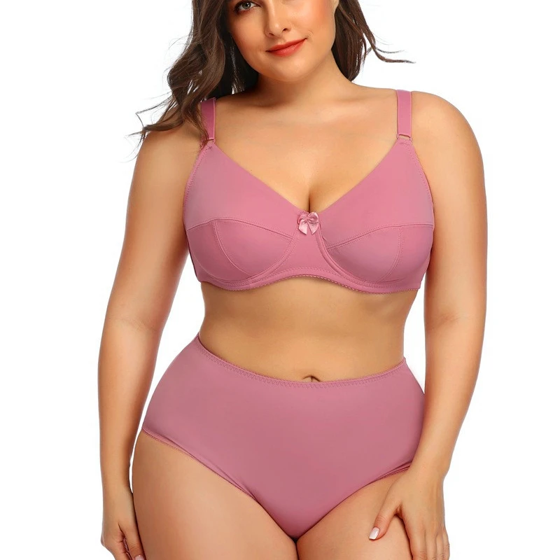 

Big Size Bra D Cup E Cup F Cup Nude Solid Color Plus Size Bras And Panty Sets