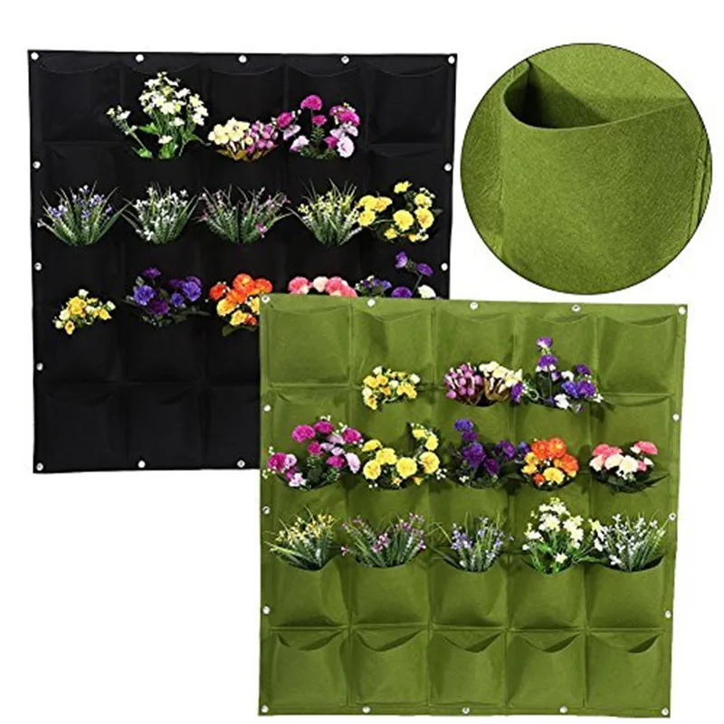 

Custom Felt Breathable Flower Vegetable Grow Bag Hanging Vertical Garden Wall, Black or green