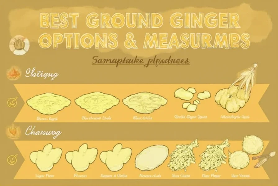Fresh ginger root next to ground ginger in spice jars showing visual comparison for substitution