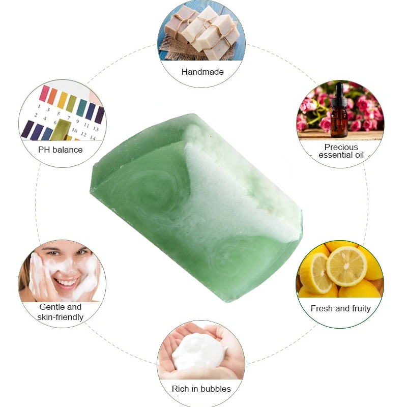 

Premium Handmade Natural Soap Whitening Face Acne Bath Soap Natural Herbal Olive Oil Soap, Multicolor