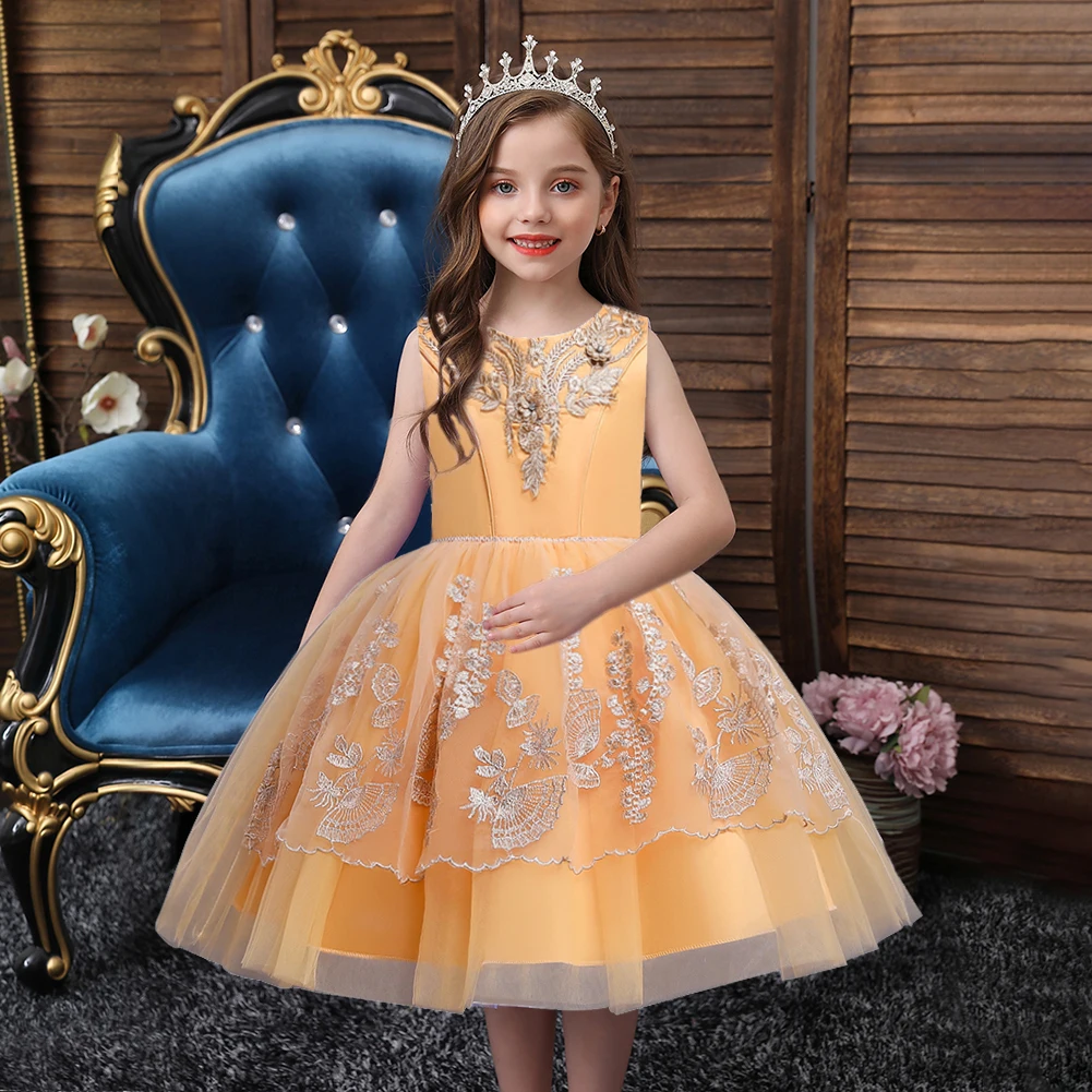 

Elegant princess dress for girl 2-10 year flower girls party dresses baby sleeveless tutu dresses for girls wedding