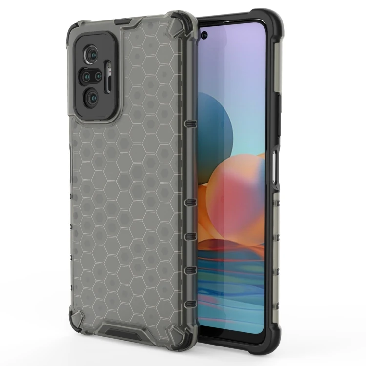 

Dropshipping Phone Case For Xiaomi Redmi Note 10 Pro Shockproof Honeycomb PC + TPU Case(Black)