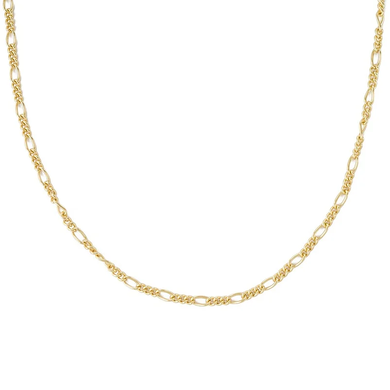 

Gemnel trending products unique gold plated figaro chain necklace jewelry