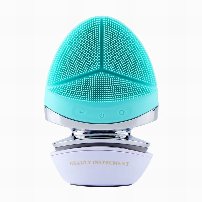 

High end IPX7 Waterproof rechargeable Electric Sonic Silicone Facial Cleansing Brush Deeply Cleaning cleanser brush