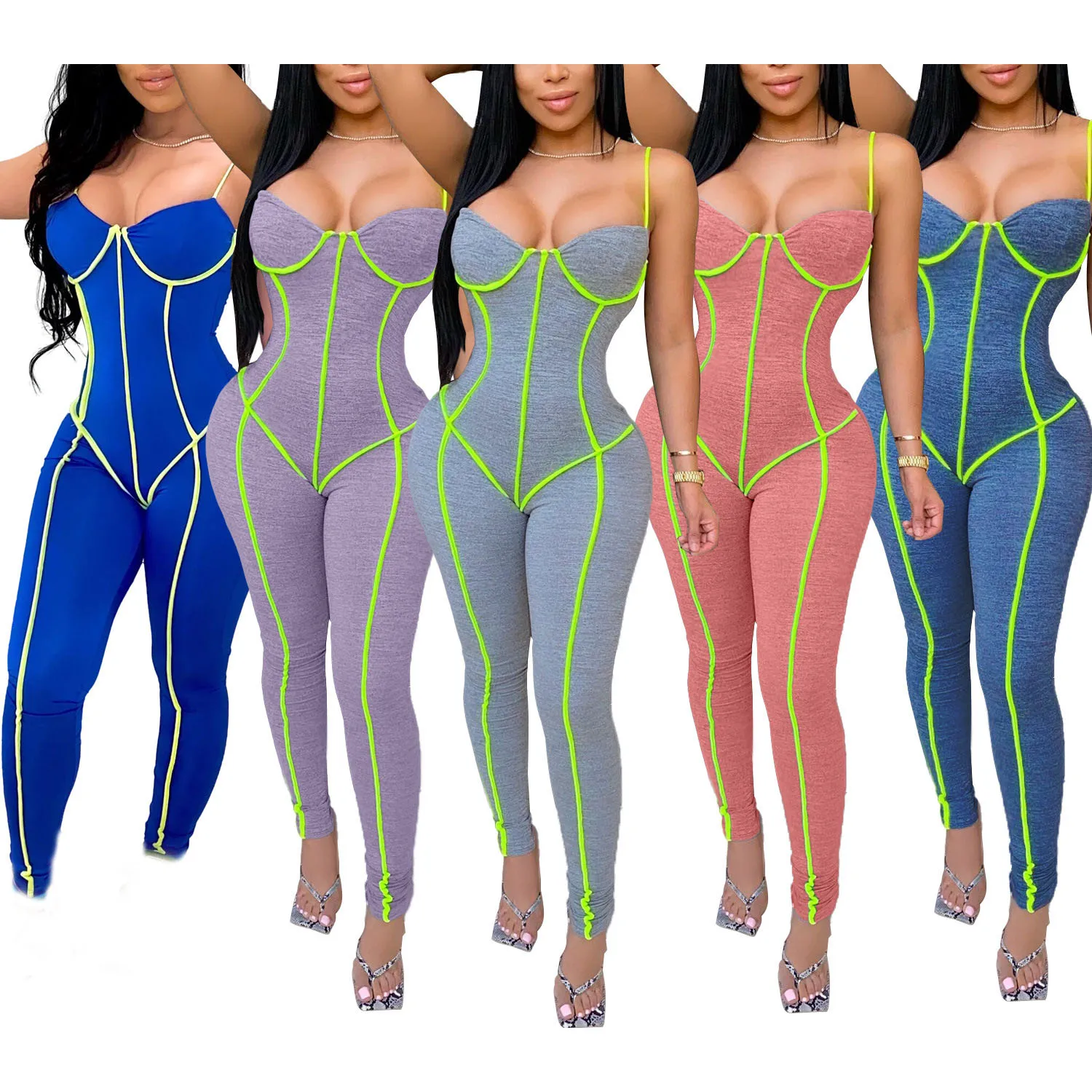 

FS1473D women harness sleeveless sexy romper Fall bodycon jumpsuit
