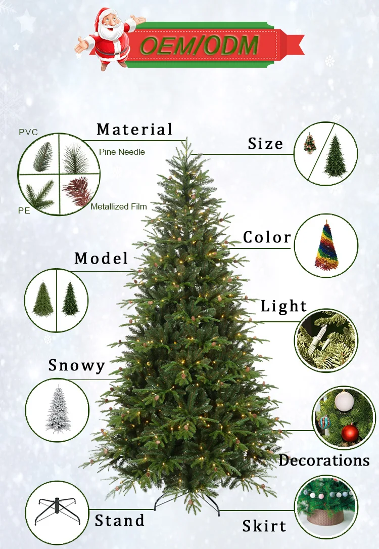 Pre-lit Decorated Christmas Tree Artificial Trees Pe Pvc Mixed Xmas ...