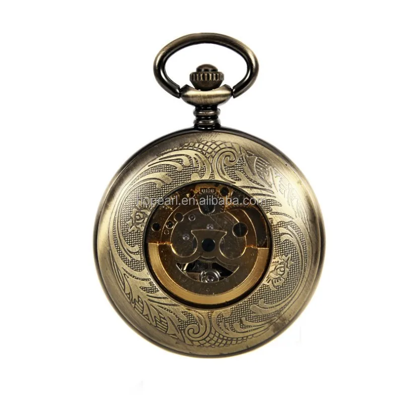 

WAH06 Smooth Bronze Cover Luminous Roman Numerals Automatic Pocket Watch