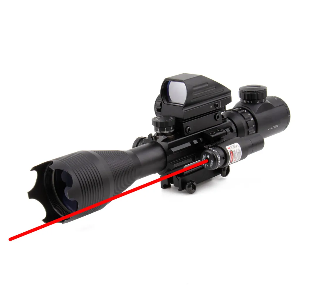 

NcDe Rifle Scope C4-12x50EG Dual Illuminated with sight 4 Holographic Reticle Red/Green Dot for Weaver/Rail Mount, Black