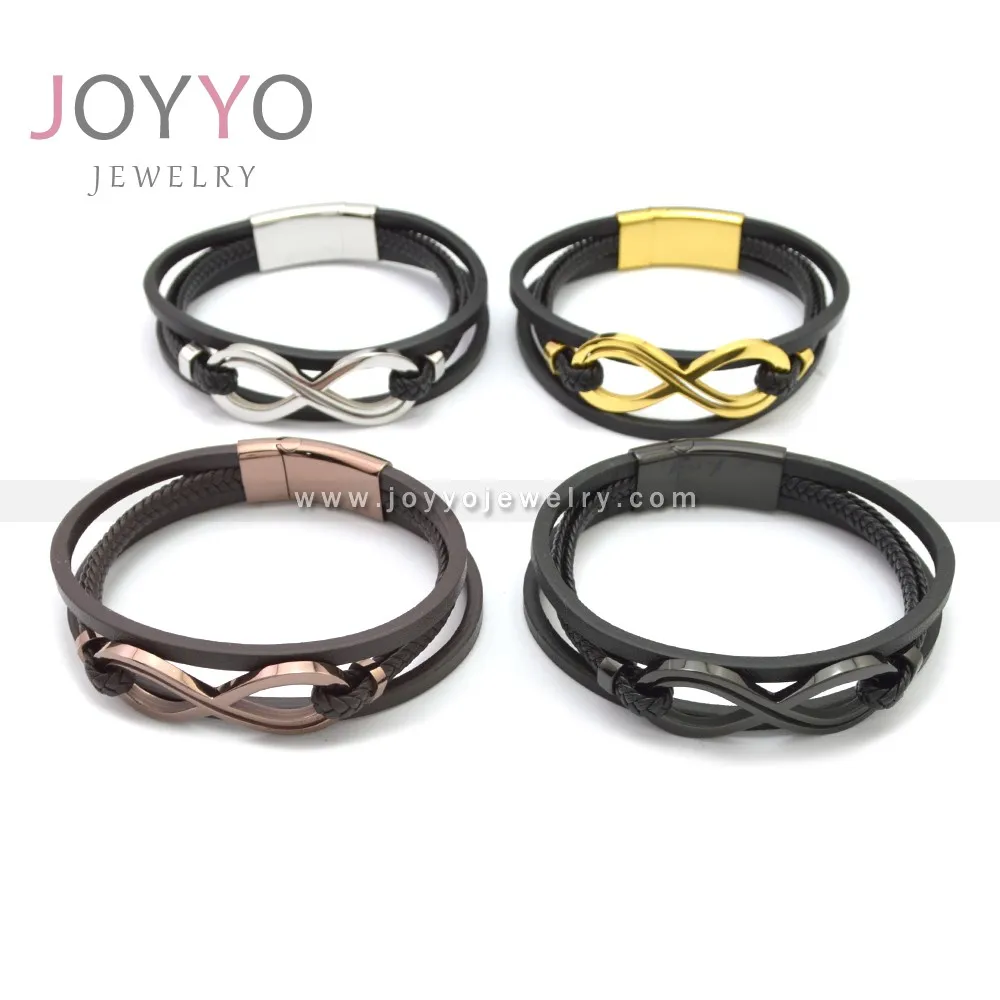 

Leather Bracelet Stainless Steel Clasp for Man Low Moq Leather Bangel for Man Jewelry